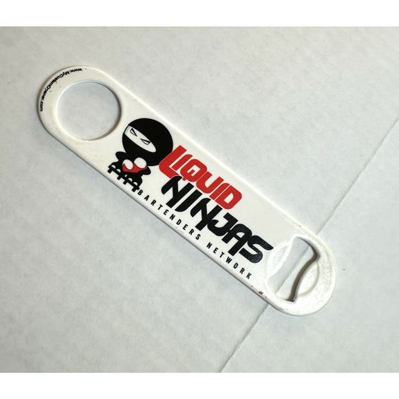 Flat Bottle Openers/ Bar Key, BJ Hooker's Vodka - Steel/White Liquid Ninjas Bar - Picture 3 of 5